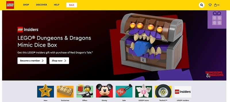 Updated screenshot of the LEGO website showing a clean, user experience.